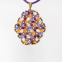 Pendant 30cm - Malvina Oval-Purple Suedine - Pendant 30cm - Laiton bronze